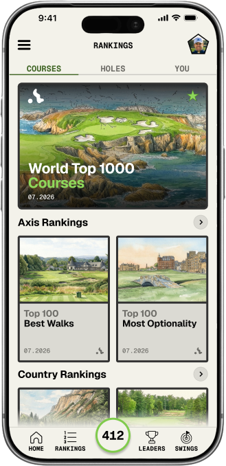 Overall course rankings screen in the Alister app